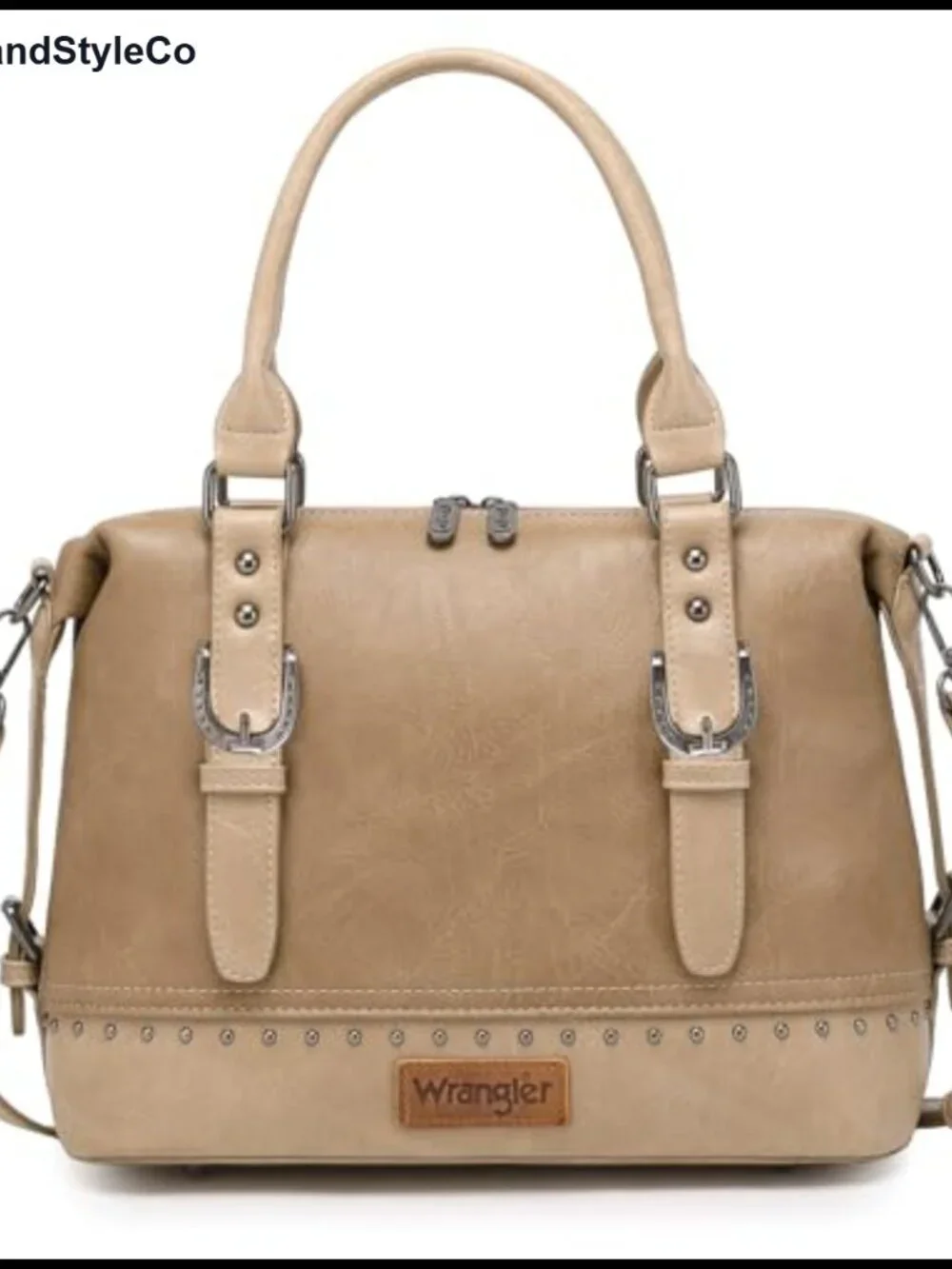 Faux Leather Western Barrel Satchel Handbag with Detachable Strap, 3 Pockets